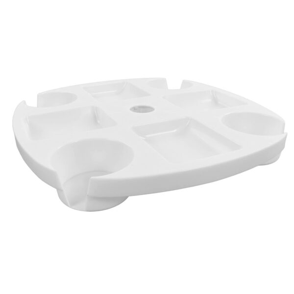 Beach Umbrella Table Tray White Round with 4 Cup Holder for Snack Drink ? Premium & Durable Design-New - Image 4