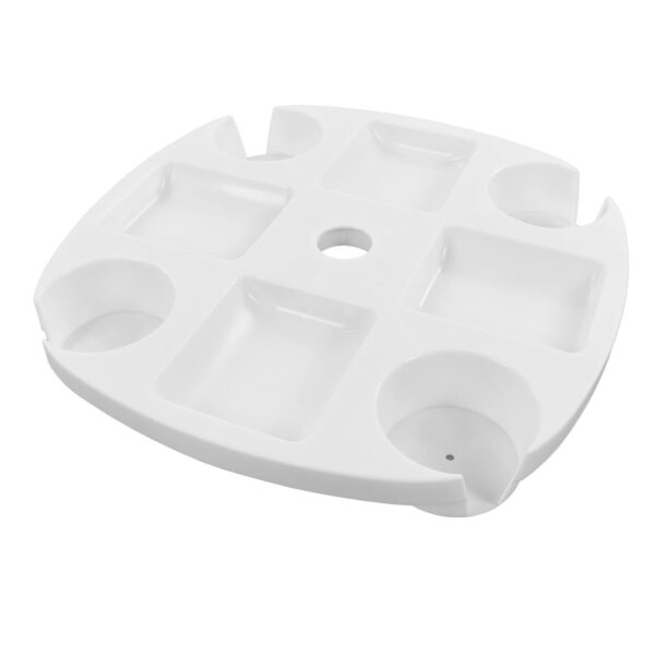 Beach Umbrella Table Tray White Round with 4 Cup Holder for Snack Drink ? Premium & Durable Design-New - Image 5