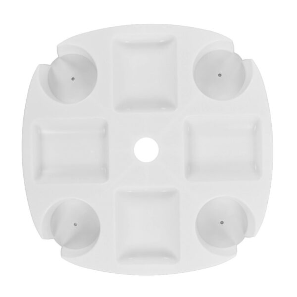 Beach Umbrella Table Tray White Round with 4 Cup Holder for Snack Drink ? Premium & Durable Design-New - Image 2