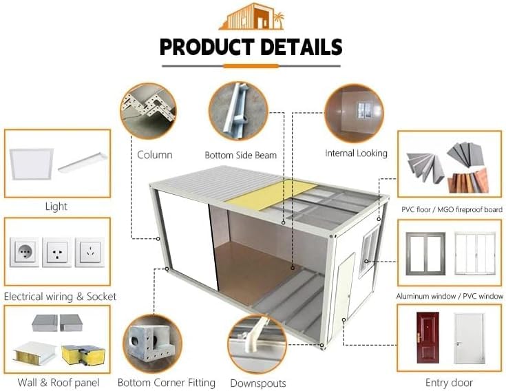Folding Prefab Tiny Home 20ft Mobile Tiny House for Sale, Prefabricated Foldable Container House 2 Bedrooms 1 Bathroom 1 Kitchen with Cabinets, Portable Container House to Live in for Adults-New - Image 6