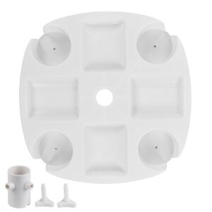 Beach Umbrella Table Tray White Round with 4 Cup Holder for Snack Drink ? Premium & Durable Design-New