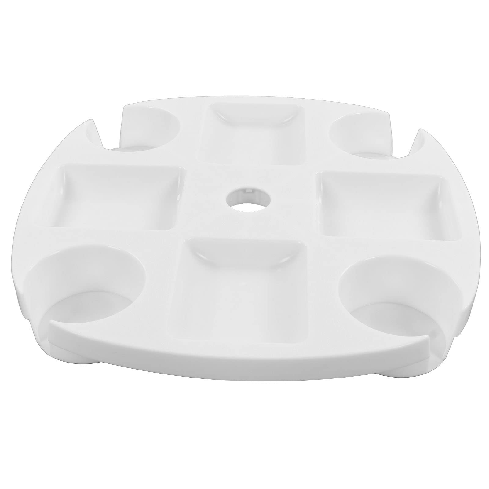 Beach Umbrella Table Tray White Round with 4 Cup Holder for Snack Drink ? Premium & Durable Design-New - Image 6