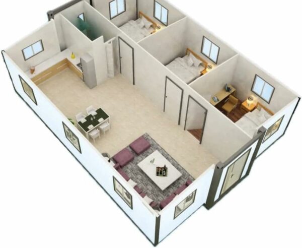 3 Bedroom 40FT Prefab House Tiny Homes to Live in for Adults Kits casas prefabricadas para Vivir Small Folding Mobile Home Mini Modular Container House for Sale 1:20 Model Foldable ? Premium & Durable Design-New - Image 3