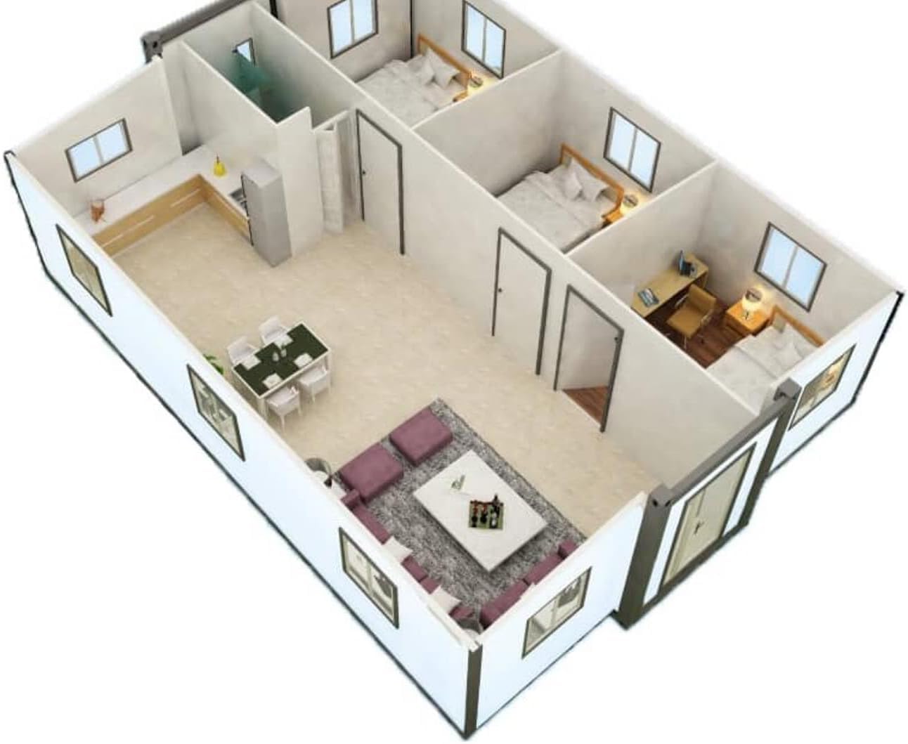 3 Bedroom 40FT Prefab House Tiny Homes to Live in for Adults Kits casas prefabricadas para Vivir Small Folding Mobile Home Mini Modular Container House for Sale 1:20 Model Foldable ? Premium & Durable Design-New - Image 3