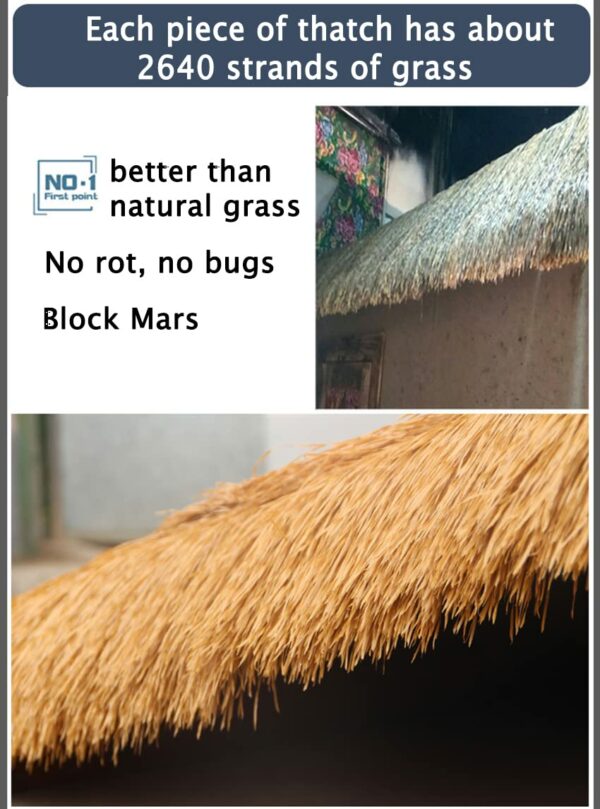 Duck Blind Grass Tiki Straw Roof 47x50cm Artificial Thatch Mexican Tiki Hut Palm Thatch Rolls for Tiki Umbrella Covers Mini Bar Palapa Thatch Roofs(Size:4pcs)-New - Image 2