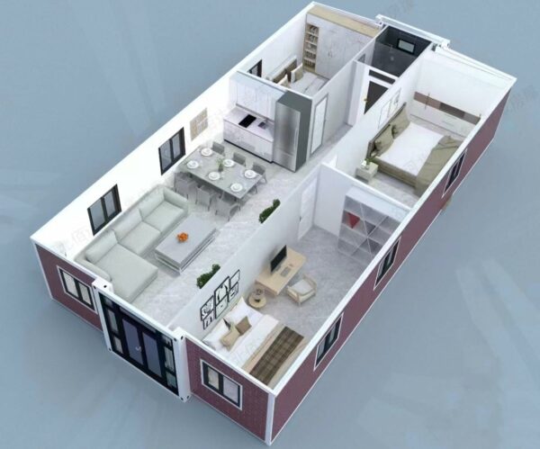 Tiny Homes 40FT Tiny House to Live with 3 Bedroom,1 Full Equiped Bathroom and Kitchen,Prefabricated Container House for Adults Living,Foldable Mobile Home Shipping Guaranteed ? Premium & Durable Design-New - Image 3