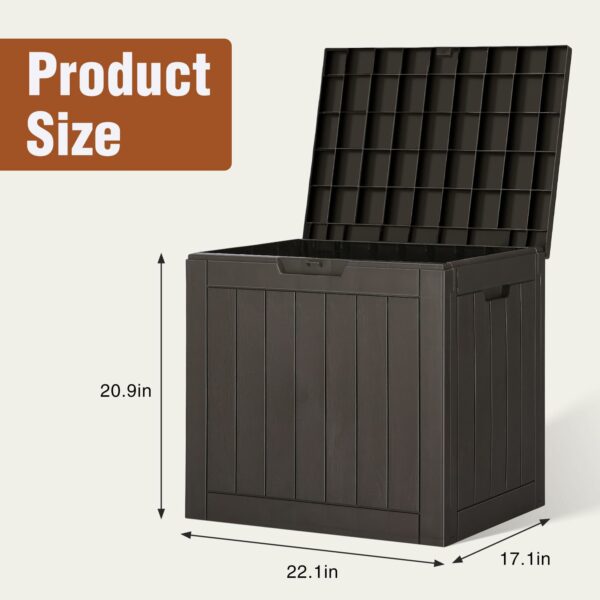 Deck Box with 31 Gallon Capacity, Weatherproof Resin Lockable Outdoor Storage for Secure Package Deliveries and Indoor Storage in Garden or Patio, Backyard-New - Image 3