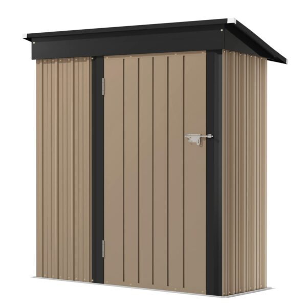 Devoko Outdoor Storage Shed 5 x 3 FT Lockable Metal Garden Shed Steel Anti-Corrosion Storage House with Single Lockable Door for Backyard Outdoor Patio (Brown)-New - Image 2