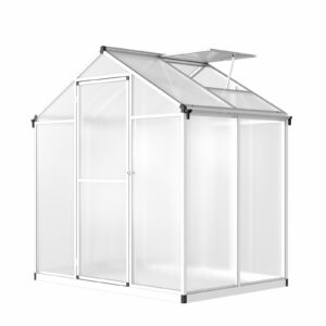 Garvee 6x4 FT Greenhouse for Outdoors, Polycarbonate Greenhouse with Quick Setup Structure and Roof Vent, Aluminum Large Walk-in Greenhouse for Outside Garden Backyard, Silver ? Premium & Durable Design-New