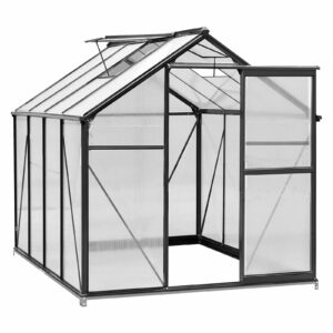 6x8 FT Outdoor Greenhouse, Polycarbonate Green Houses for Outside, Heavy Duty Large Walk in Green House for Plants with Aluminum Frame, Roof Vent, Rain Gutters for Garden Backyard ? Premium & Durable Design-New