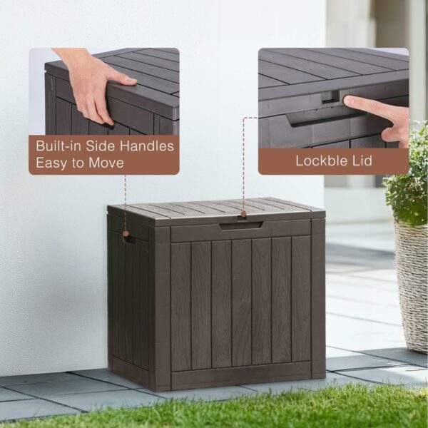 Deck Box with 31 Gallon Capacity, Weatherproof Resin Lockable Outdoor Storage for Secure Package Deliveries and Indoor Storage in Garden or Patio, Backyard-New - Image 5