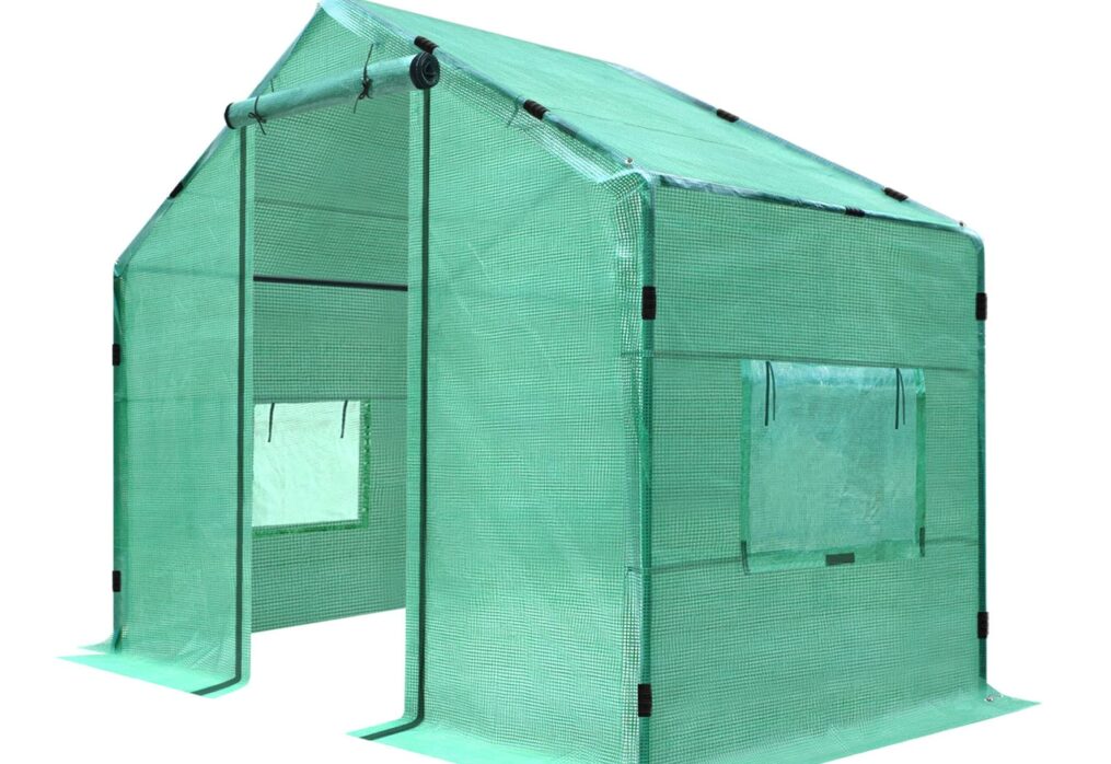 BenefitUSA 4.8×8.5×7.2’H Large Walk-in Peak Roof Greenhouse with 2 Zipper Doors & Windows (Green) ? Premium & Durable Design-New