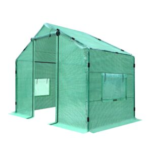 BenefitUSA 4.8x8.5x7.2'H Large Walk-in Peak Roof Greenhouse with 2 Zipper Doors & Windows (Green) ? Premium & Durable Design-New