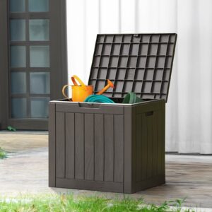 Deck Box with 31 Gallon Capacity, Weatherproof Resin Lockable Outdoor Storage for Secure Package Deliveries and Indoor Storage in Garden or Patio, Backyard-New