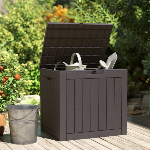 Deck Box with 31 Gallon Capacity, Weatherproof Resin Lockable Outdoor Storage for Secure Package Deliveries and Indoor Storage in Garden or Patio, Backyard-New - Image 6