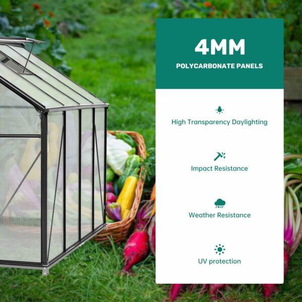 6x8 FT Outdoor Greenhouse, Polycarbonate Green Houses for Outside, Heavy Duty Large Walk in Green House for Plants with Aluminum Frame, Roof Vent, Rain Gutters for Garden Backyard ? Premium & Durable Design-New - Image 2
