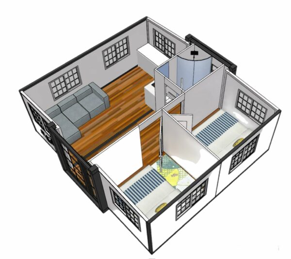 SAA Tiny Expandable Prefab Home - 1 Bath, 2 Rooms, 1 Kitchen - Foldable, Portable, Modular Guest House - 19 x 20 FT ? Premium & Durable Design-New - Image 3