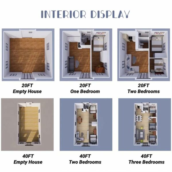 Folding Prefab Tiny Home 20ft Mobile Tiny House for Sale, Prefabricated Foldable Container House 2 Bedrooms 1 Bathroom 1 Kitchen with Cabinets, Portable Container House to Live in for Adults-New - Image 5