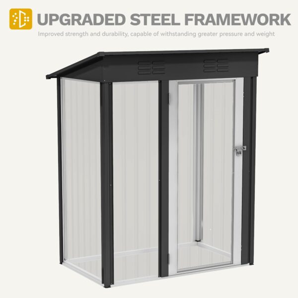 DWVO 5x3ft Outdoor Storage Shed, Weatherproof Tool Shed w/Locking Entry & Ventilation for Grass Cutter, Bike, Equipment, Courtyard, Garden (Dark Gray)-New - Image 6
