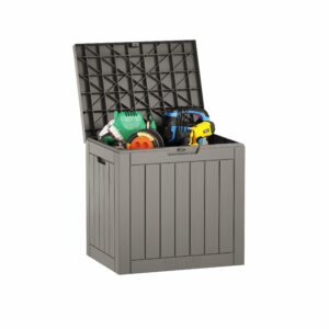 EAST OAK Outdoor Storage Box, 31 Gallon Deck Box Indoor and Outdoor Use, Waterproof Resin Storage Bin for Package Delivery, Patio Cushions, Gardening Tools, Lockable, UV Resistant, Grey ? Premium & Durable Design-New