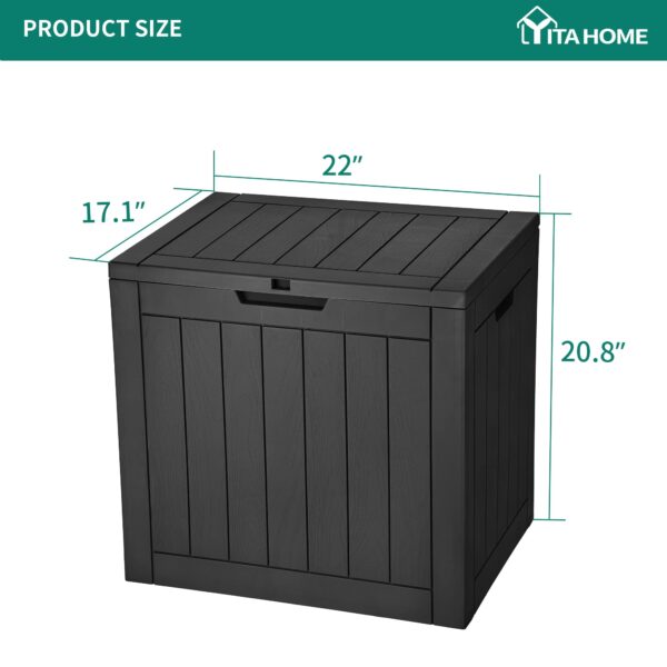 30 Gallon Deck Box Outdoor Storage Box, Waterproof Resin Package Delivery and Storage Box with Lockable Lid for Patio Furniture Cushions, Pool Accessories, Garden Tools, Black-New - Image 4
