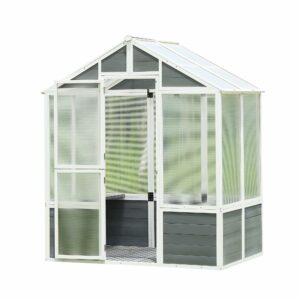LUSPAZ Polycarbonate Greenhouse 76 Inch, Gardening Greenhouse Walk-in Outdoor Plant for Patio Backyard Lawn, Cold Frame Wooden Greenhouse Garden Shed for Plants, Grow House with Front Entry Door ? Premium & Durable Design-New