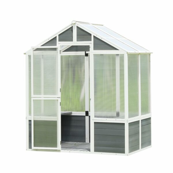 LUSPAZ Polycarbonate Greenhouse 76 Inch, Gardening Greenhouse Walk-in Outdoor Plant for Patio Backyard Lawn, Cold Frame Wooden Greenhouse Garden Shed for Plants, Grow House with Front Entry Door ? Premium & Durable Design-New