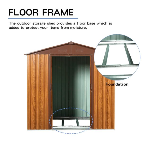 Outdoor Storage Shed 6ft x 6ft Heavy Duty Metal Tool Sheds Storage House Easy Assembly for Garden Patio Lawn Without Window ? Premium & Durable Design-New - Image 5