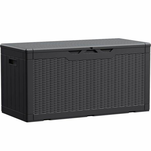 Devoko 100 Gallon Waterproof Large Resin Deck Box Indoor Outdoor Lockable Storage Container for Patio Furniture Cushions Garden Tools (100 Gallon, Black) ? Premium & Durable Design-New