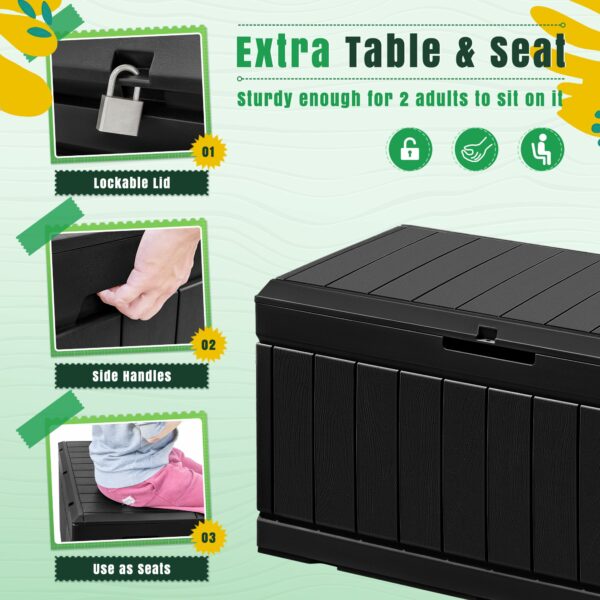 Greesum 82 Gallon Resin Deck Box Large Outdoor Storage for Patio Furniture, Garden Tools, Pool Supplies, Weatherproof and UV Resistant, Lockable, Black-New - Image 4