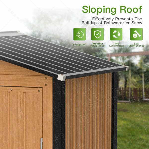 Outdoor Storage Shed, 5x3 Ft Metal Steel Tiny House with Frame Floor & Lockable Door, Vertical Outside Storage Building for Garden, Backyard, Lawn, Patio Utility, Tool Storage-New - Image 5
