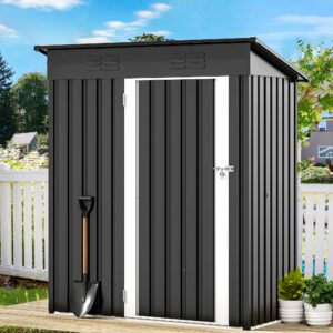 DWVO 5x3ft Outdoor Storage Shed, Weatherproof Tool Shed w/Locking Entry & Ventilation for Grass Cutter, Bike, Equipment, Courtyard, Garden (Dark Gray)-New