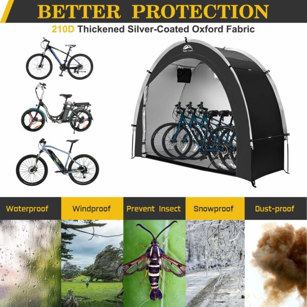 Happy Travel Bike Storage Shed Tent,Outdoor Portable Bicycle Storage Sheds with 210D Oxford Fabric PU4000 Waterproof for 2/3/4/6/8 Bikes,Bike Covers Shelter for Motorcycle,Garden Tools,Toys,Lawn Mower-New - Image 4