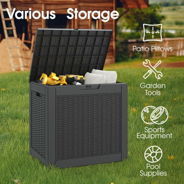31 Gallon Outdoor Storage Box Waterproof,Indoor Outside Deck Boxes,Backyard Storage Bin For Package Delivery,Garden Tools,Patio Cushions,Pool Accessories,Storage Bench Lockable Lid-New - Image 5