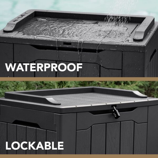 Devoko 30 Gallon Resin Deck Box Outdoor Indoor Waterproof Storage Box for Patio Furniture Pool Accessories Storage for Cushion Garden Tools (30 Gallon, Black) ? Premium & Durable Design-New - Image 2