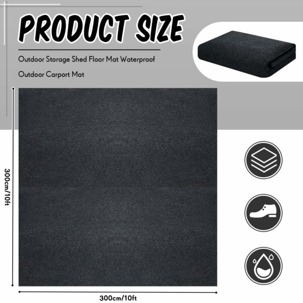 Haull Waterproof Outdoor Storage Shed Mat, 10x10 ft, Felt Surface, Non Slip Backing, Washable, Storage Shed Not Included-New - Image 3