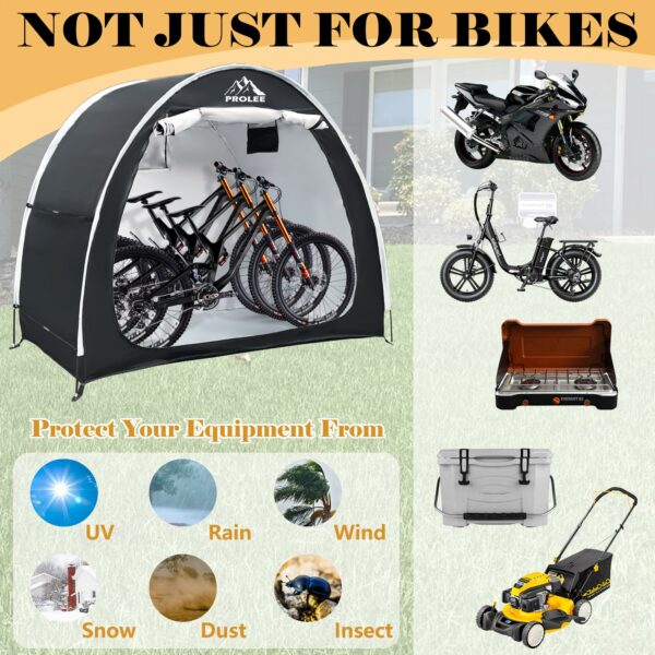 Bike Shed 6.6FT, Waterproof Oxford Fabric Storage Tent for 2 Bikes, Outdoor Storage with Window Design, Black-New - Image 2