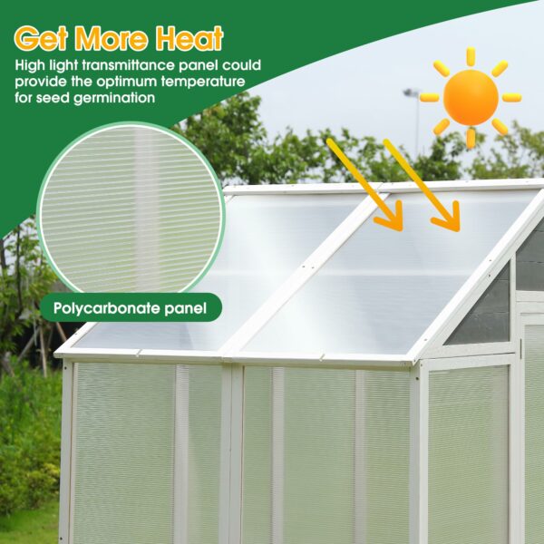 LUSPAZ Polycarbonate Greenhouse 76 Inch, Gardening Greenhouse Walk-in Outdoor Plant for Patio Backyard Lawn, Cold Frame Wooden Greenhouse Garden Shed for Plants, Grow House with Front Entry Door ? Premium & Durable Design-New - Image 4