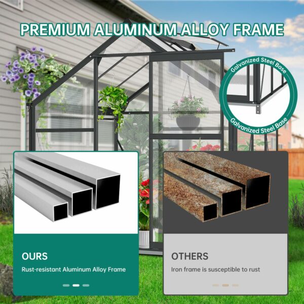 6x8 FT Outdoor Greenhouse, Polycarbonate Green Houses for Outside, Heavy Duty Large Walk in Green House for Plants with Aluminum Frame, Roof Vent, Rain Gutters for Garden Backyard ? Premium & Durable Design-New - Image 3