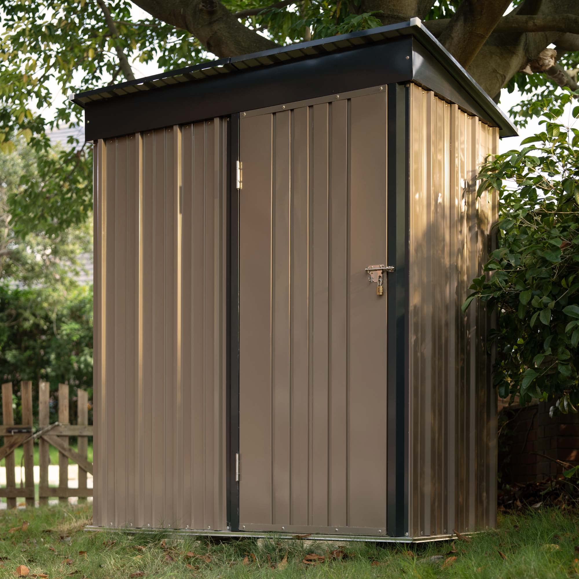 Devoko Outdoor Storage Shed 5 x 3 FT Lockable Metal Garden Shed Steel Anti-Corrosion Storage House with Single Lockable Door for Backyard Outdoor Patio (Brown)-New - Image 6