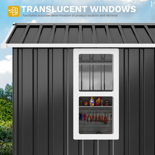 DWVO 6x4ft Metal Outdoor Storage Shed with Window, Lockable Tool Storage Sheds, Steel Garden Sheds with Sloped Roof for Backyard, Patio, Garage, Lawn, Gray-New - Image 5