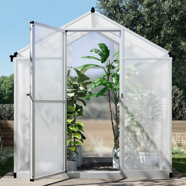 Garvee 6x4 FT Greenhouse for Outdoors, Polycarbonate Greenhouse with Quick Setup Structure and Roof Vent, Aluminum Large Walk-in Greenhouse for Outside Garden Backyard, Silver ? Premium & Durable Design-New - Image 5