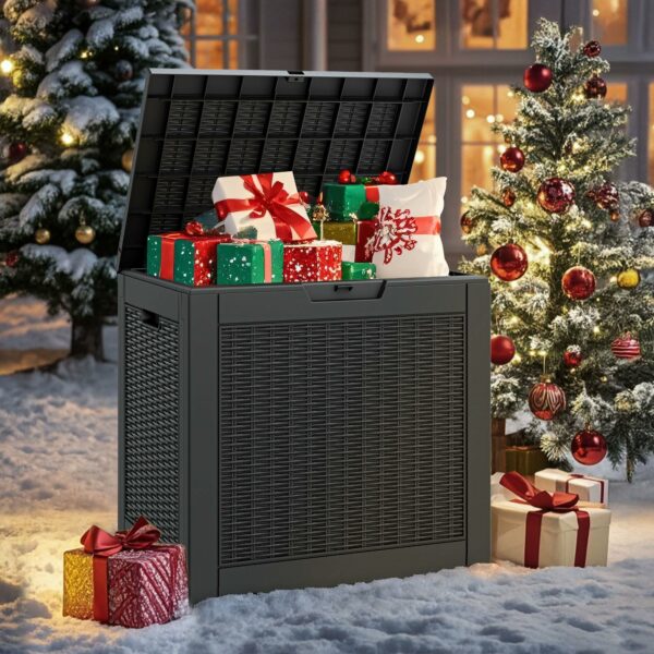 31 Gallon Outdoor Storage Box Waterproof,Indoor Outside Deck Boxes,Backyard Storage Bin For Package Delivery,Garden Tools,Patio Cushions,Pool Accessories,Storage Bench Lockable Lid-New