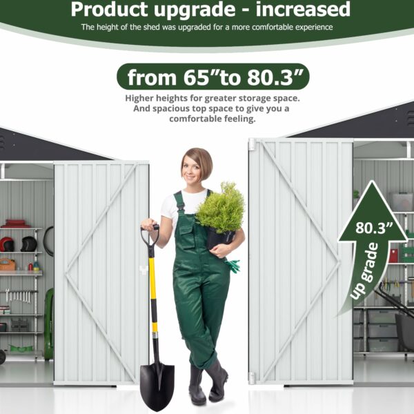 10x10 FT Outdoor Storage Shed, Garden Shed with Updated Frame Structure and Lockable Doors, Metal Tool Sheds for Backyard Garden Patio Lawn, Grey-New - Image 3