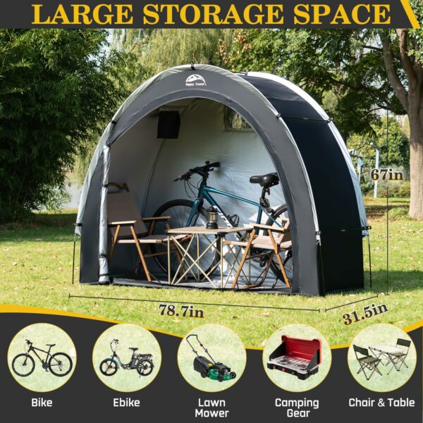 Happy Travel Bike Storage Shed Tent,Outdoor Portable Bicycle Storage Sheds with 210D Oxford Fabric PU4000 Waterproof for 2/3/4/6/8 Bikes,Bike Covers Shelter for Motorcycle,Garden Tools,Toys,Lawn Mower-New