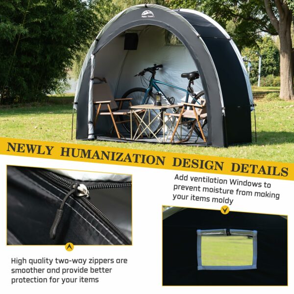 Happy Travel Bike Storage Shed Tent,Outdoor Portable Bicycle Storage Sheds with 210D Oxford Fabric PU4000 Waterproof for 2/3/4/6/8 Bikes,Bike Covers Shelter for Motorcycle,Garden Tools,Toys,Lawn Mower-New - Image 6