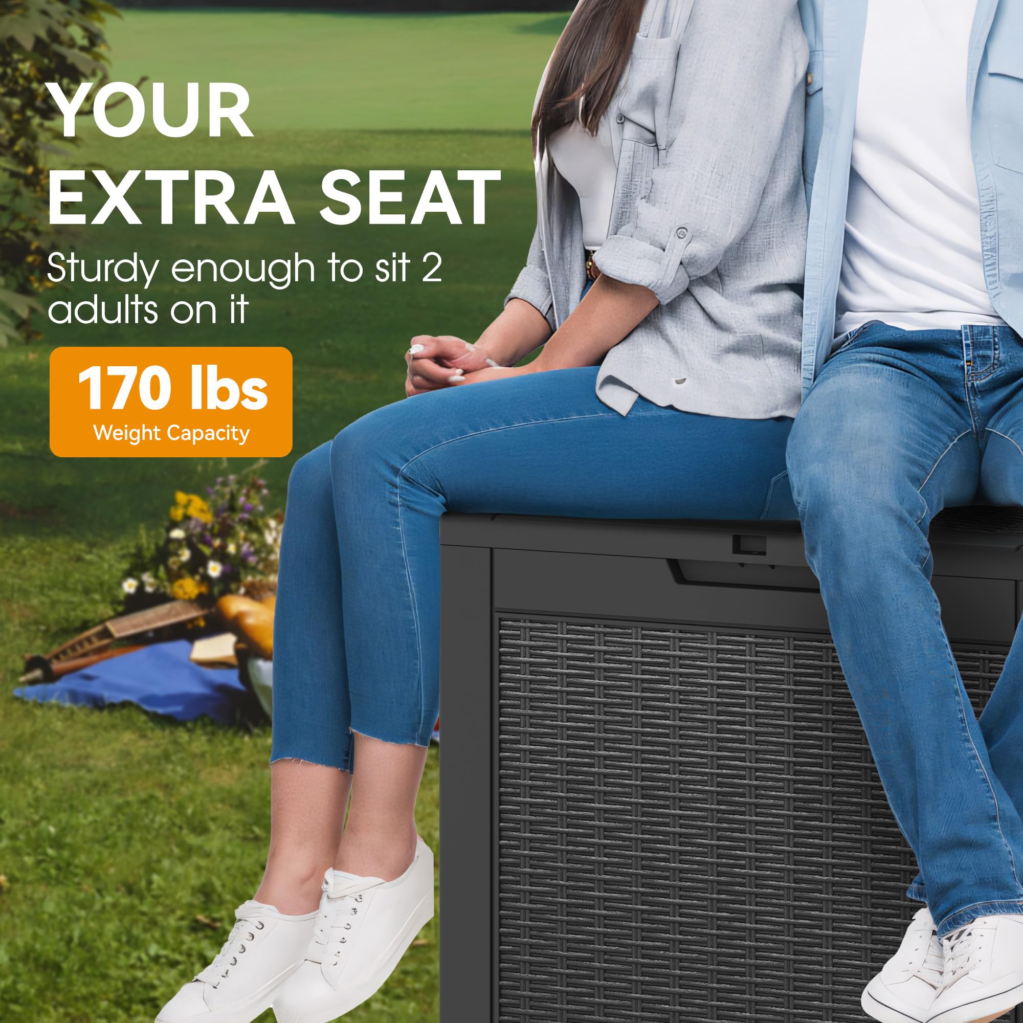 31 Gallon Outdoor Storage Box Waterproof,Indoor Outside Deck Boxes,Backyard Storage Bin For Package Delivery,Garden Tools,Patio Cushions,Pool Accessories,Storage Bench Lockable Lid-New - Image 6