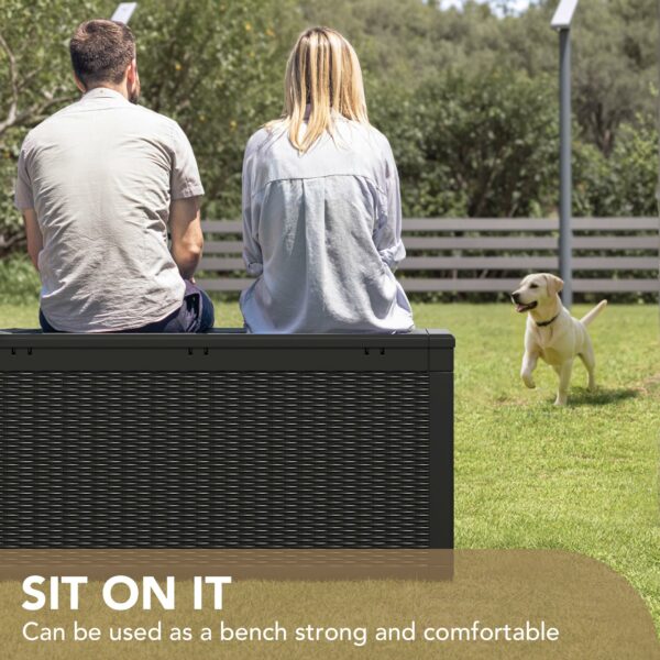 Devoko 100 Gallon Waterproof Large Resin Deck Box Indoor Outdoor Lockable Storage Container for Patio Furniture Cushions Garden Tools (100 Gallon, Black) ? Premium & Durable Design-New - Image 3
