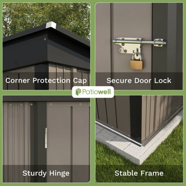 Patiowell 5x3 FT Outdoor Storage Shed, Tool Shed with Sloping Roof and Lockable Door, Metal Shed for Backyard Garden Patio Lawn, Brown ? Premium & Durable Design-New - Image 5
