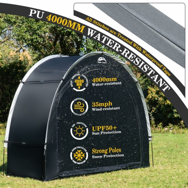 Happy Travel Bike Storage Shed Tent,Outdoor Portable Bicycle Storage Sheds with 210D Oxford Fabric PU4000 Waterproof for 2/3/4/6/8 Bikes,Bike Covers Shelter for Motorcycle,Garden Tools,Toys,Lawn Mower-New - Image 5